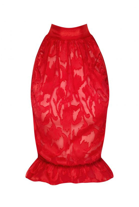 Top OLIVIA dévoré rouge